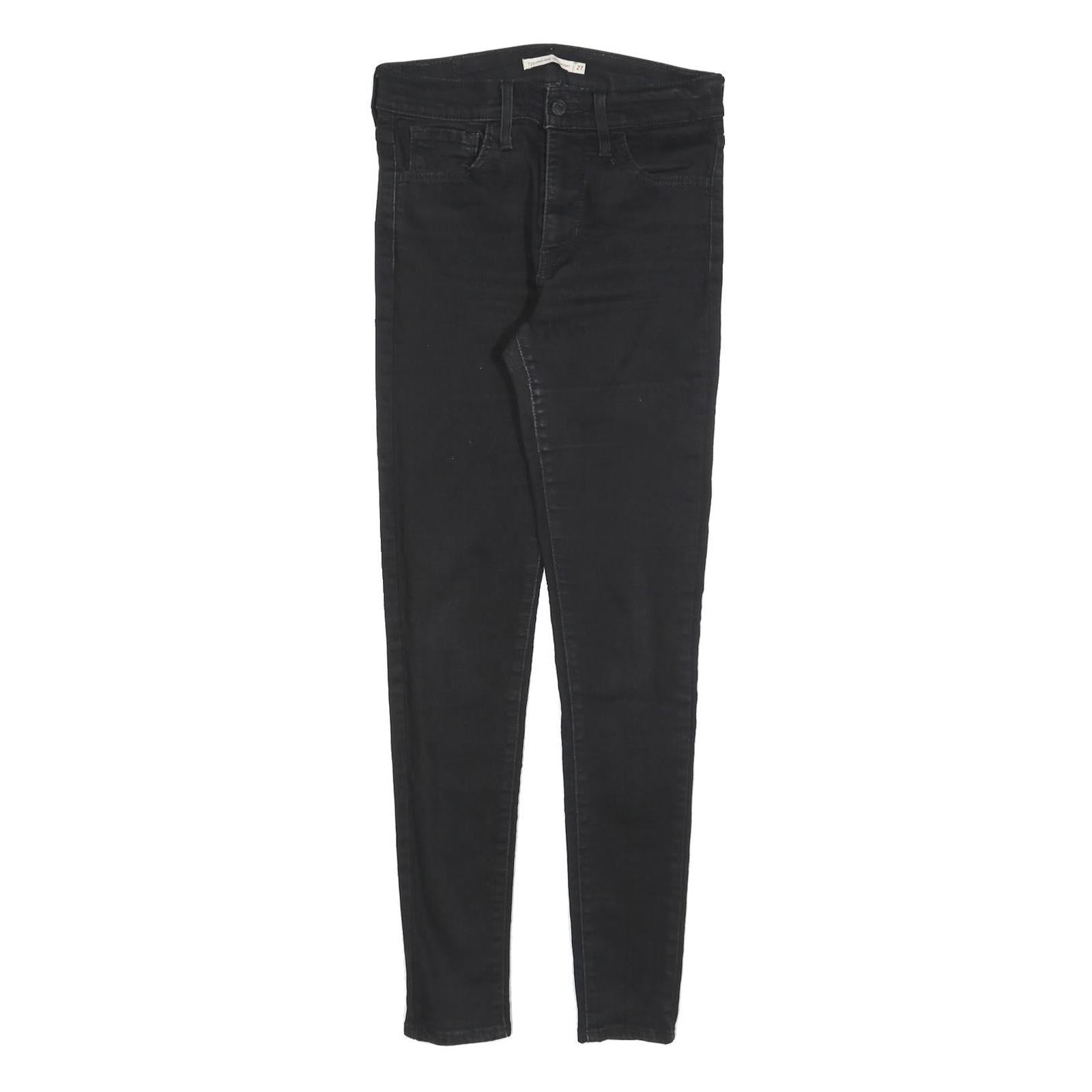 LEVI'S 720 Womens Jeans Black Slim Skinny Denim Raw W27 L30 Zip Cotton Blend