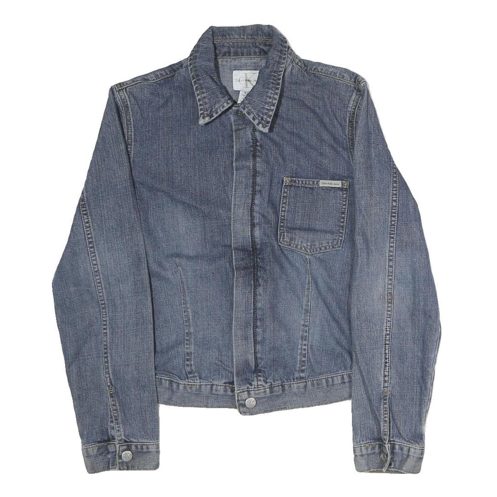 CALVIN KLEIN JEANS Womens Blue Denim Jacket M Cotton Zip Plain Casual Denim