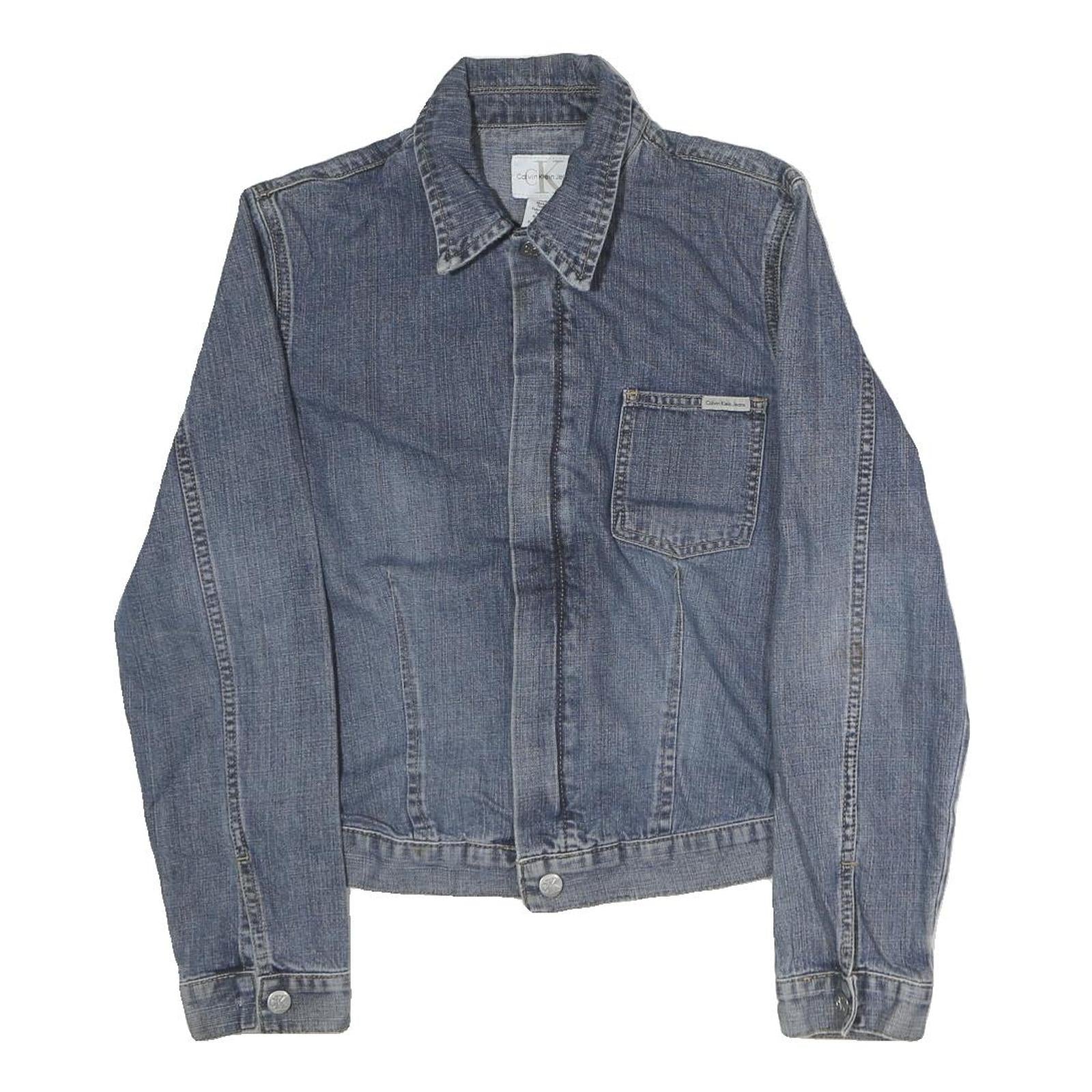 CALVIN KLEIN JEANS Womens Blue Denim Jacket M Cotton Zip Plain Casual Denim