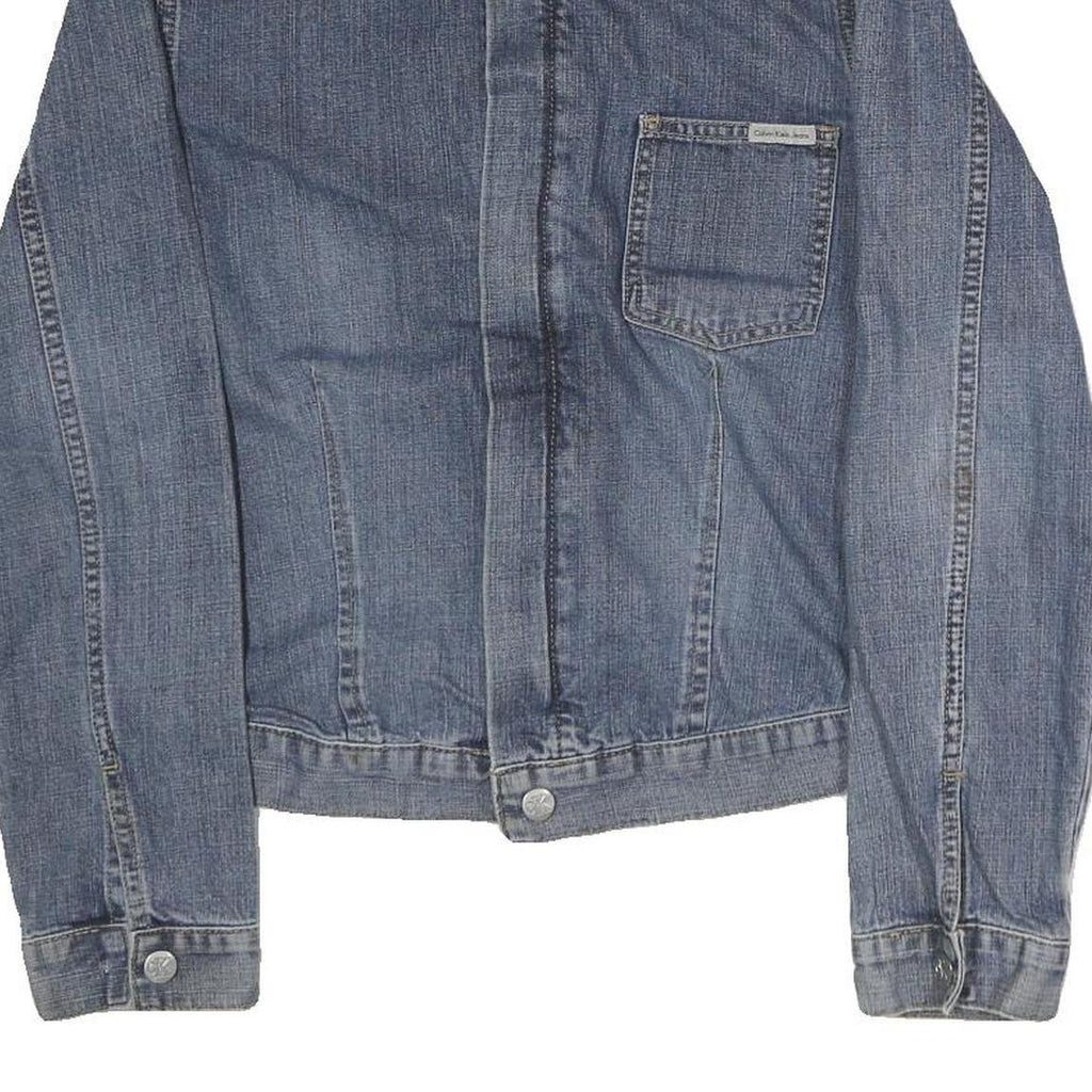 CALVIN KLEIN JEANS Womens Blue Denim Jacket M Cotton Zip Plain Casual Denim
