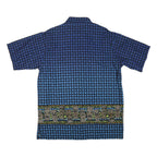 NO BOUNDARIES Mens Blue Patterned Short Sleeve Shirt L Cotton Blend Casual
