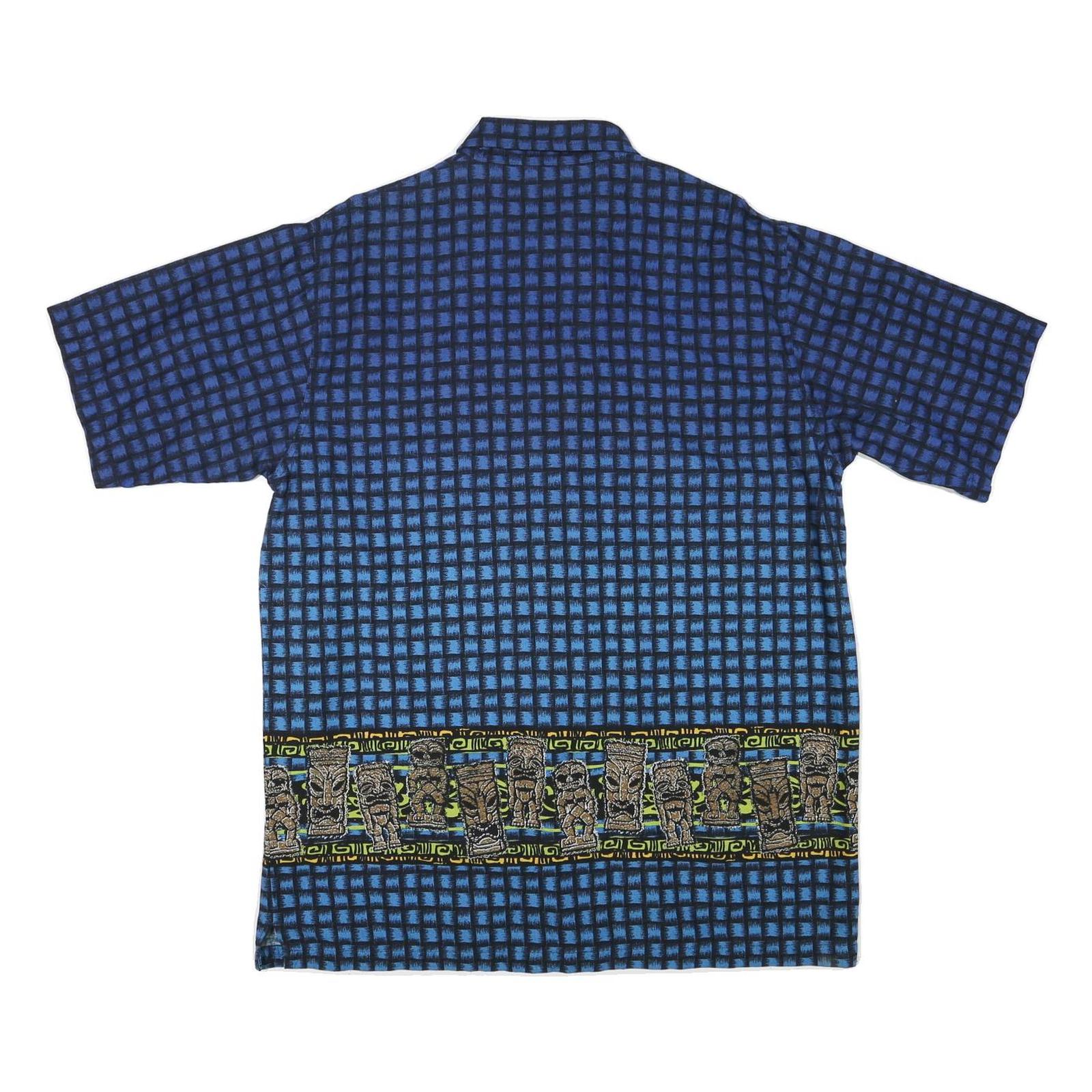 NO BOUNDARIES Mens Blue Patterned Short Sleeve Shirt L Cotton Blend Casual
