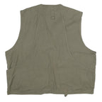 Mens Green Cotton Blend Utility Zip Vest 2XL Multi Pocket Casual Outdoor