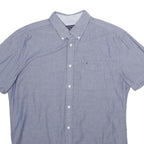 TOMMY HILFIGER Mens Blue Shirt XL Button-Down Collar Casual Cotton Short Sleeve