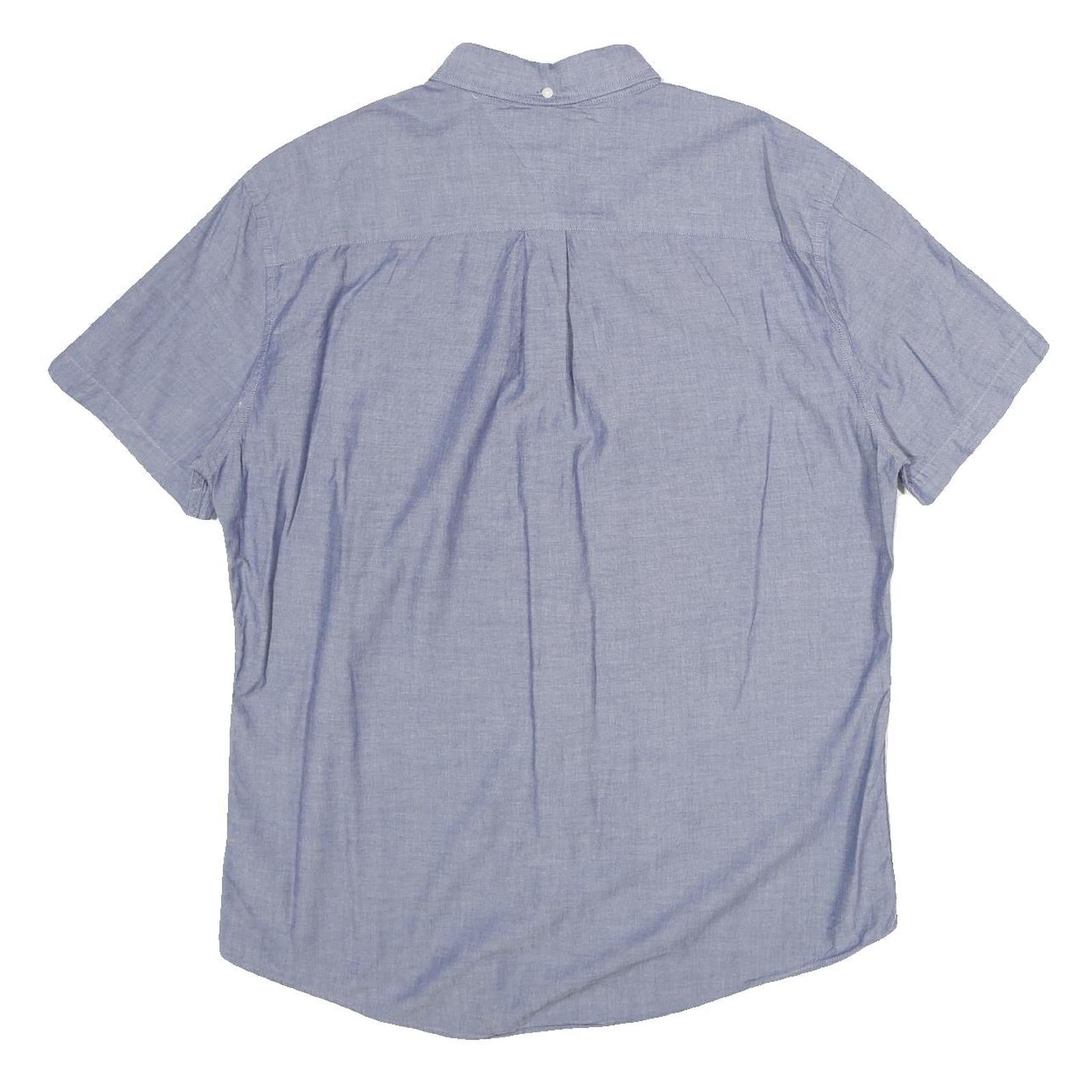 TOMMY HILFIGER Mens Blue Shirt XL Button-Down Collar Casual Cotton Short Sleeve