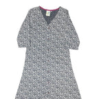 WEIRD FISH Womens Blue Floral Day Cotton Blend Dress M Button V-Neck