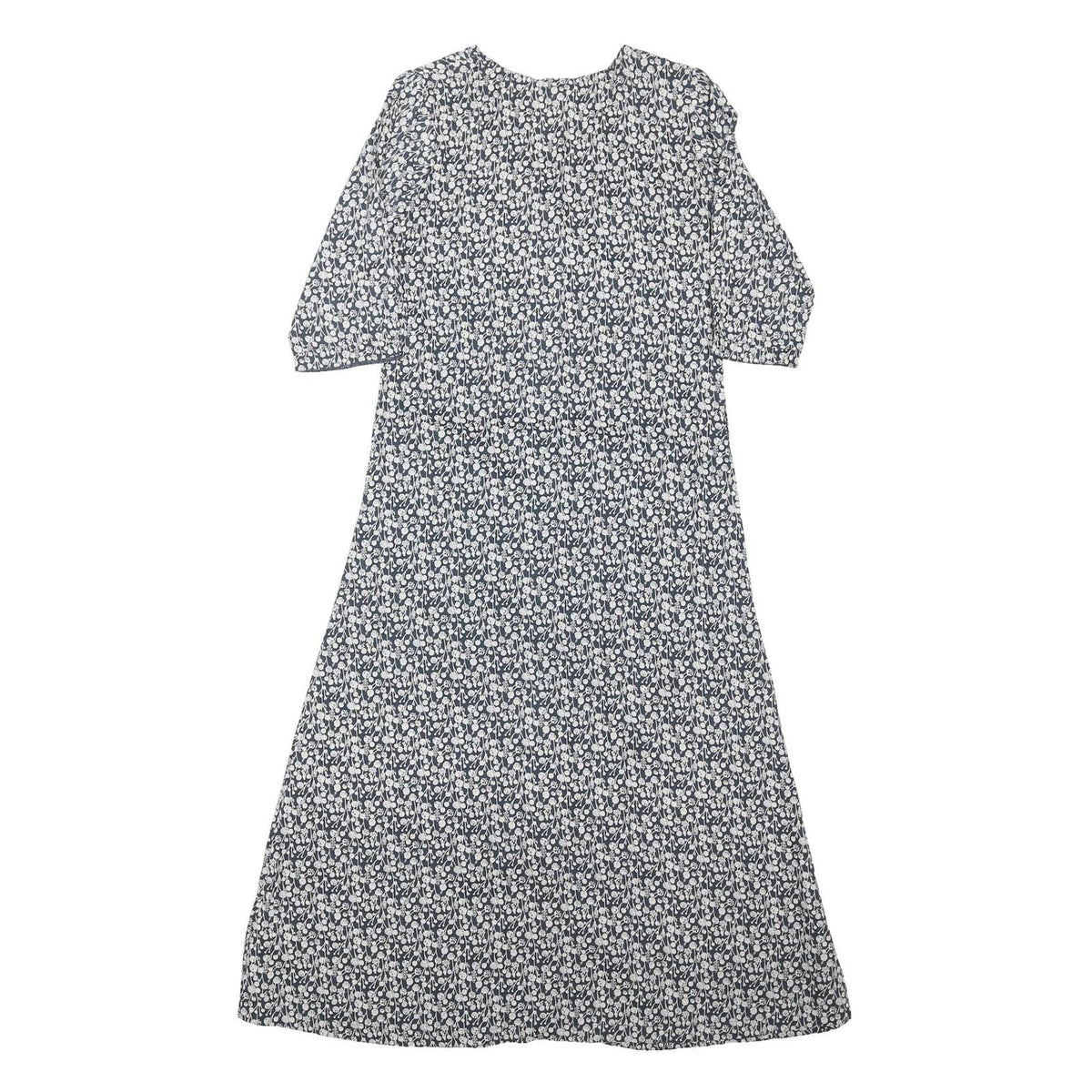 WEIRD FISH Womens Blue Floral Day Cotton Blend Dress M Button V-Neck