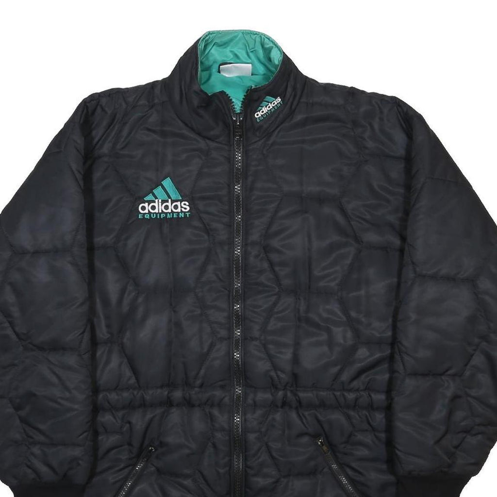 ADIDAS Mens Black & Green Equipment Quilted Jacket L Polyamide Zip Outdoor