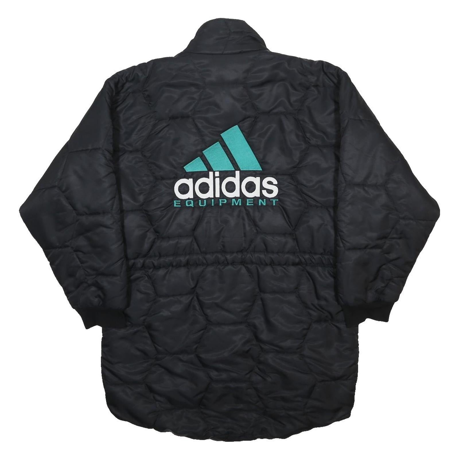 ADIDAS Mens Black & Green Equipment Quilted Jacket L Polyamide Zip Outdoor