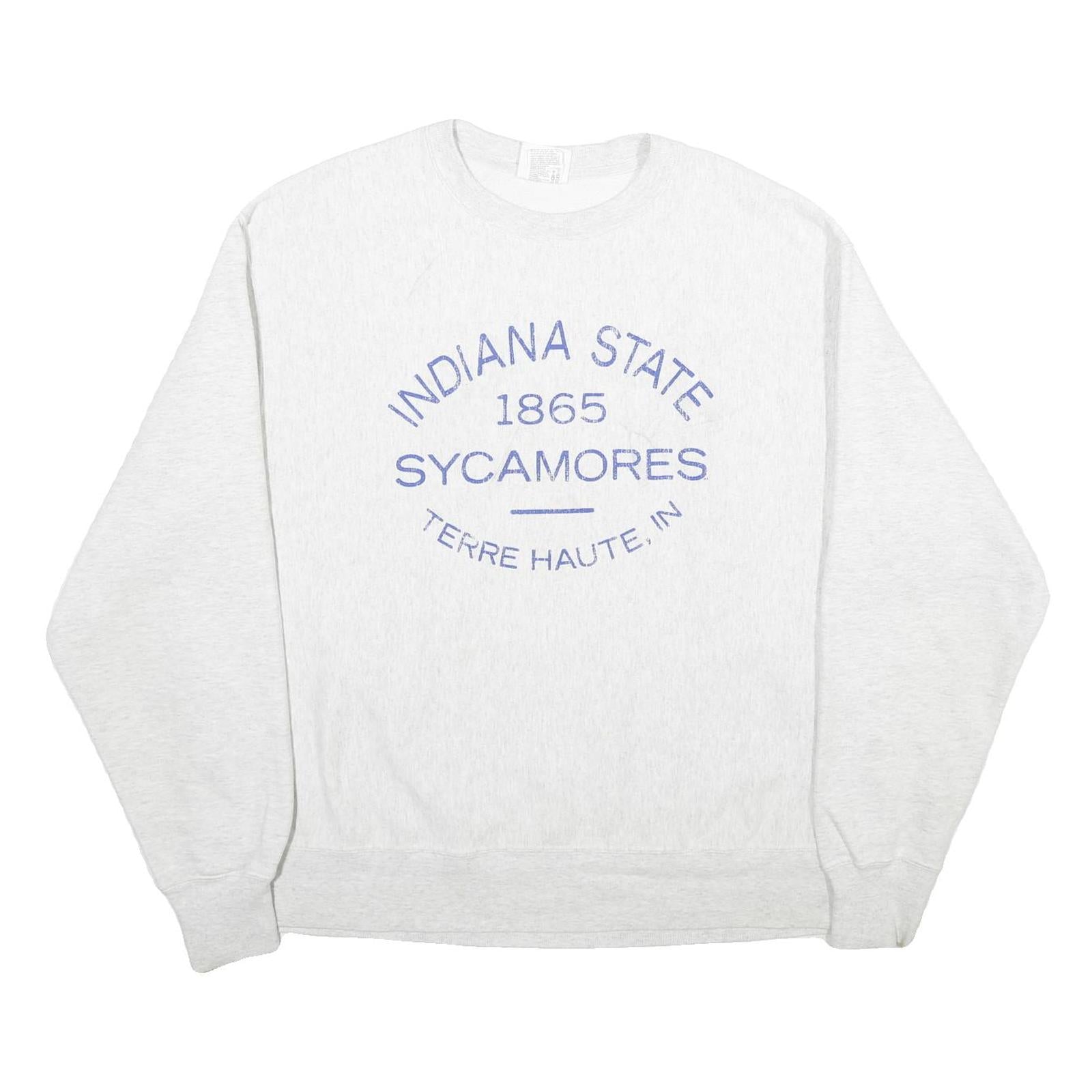 CHAMPION Mens White Indiana State Sycamores Crew Neck XL Printed Sweatshirt