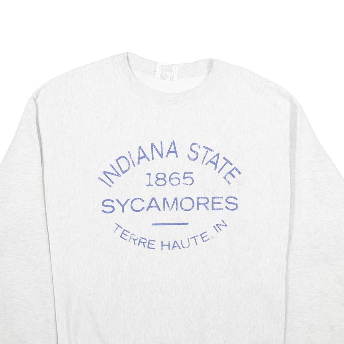 CHAMPION Mens White Indiana State Sycamores Crew Neck XL Printed Sweatshirt