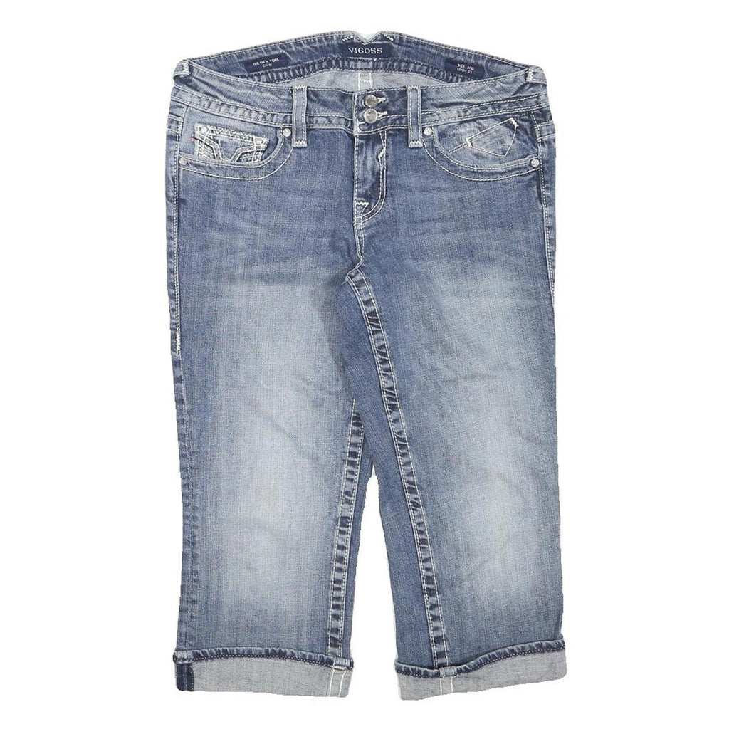 VIGOSS Womens Denim Blue Casual Shorts L W32 Embellished Pocket Design