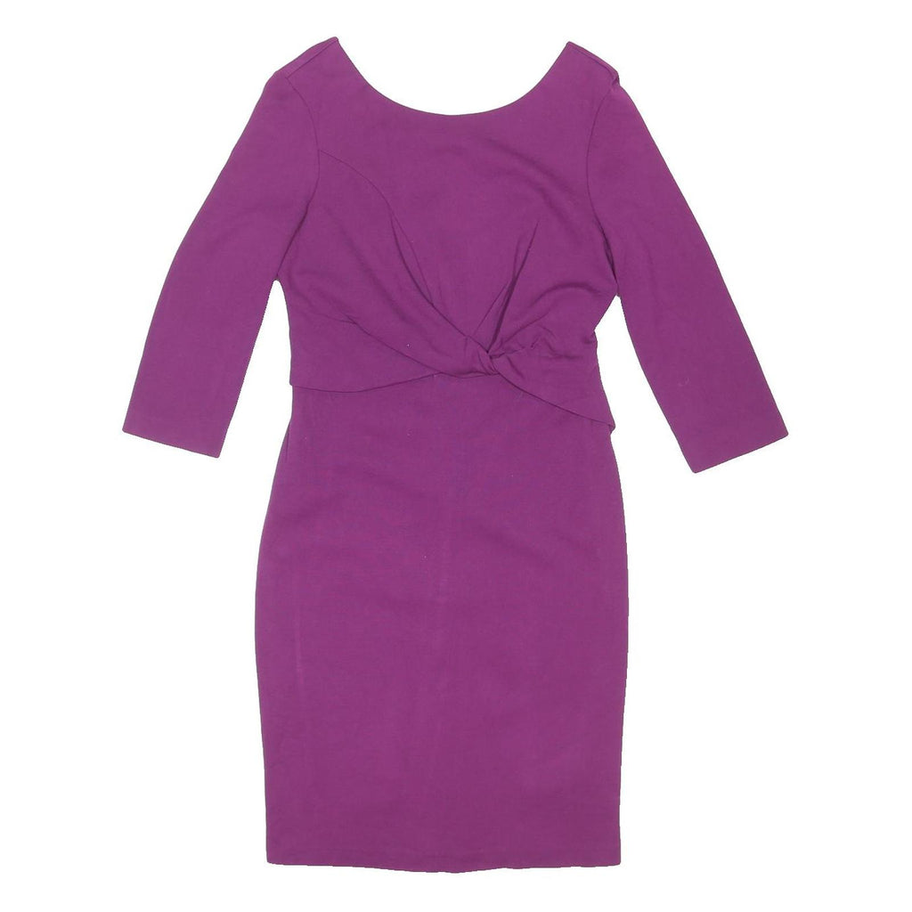 PHASE EIGHT Womens Purple Bodycon Viscose Blend Plain 3/4 Sleeve Knee Length