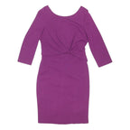 PHASE EIGHT Womens Purple Bodycon Viscose Blend Plain 3/4 Sleeve Knee Length