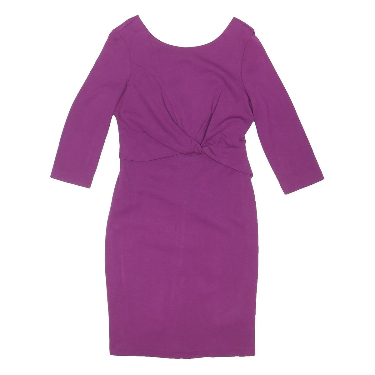 PHASE EIGHT Womens Purple Bodycon Viscose Blend Plain 3/4 Sleeve Knee Length