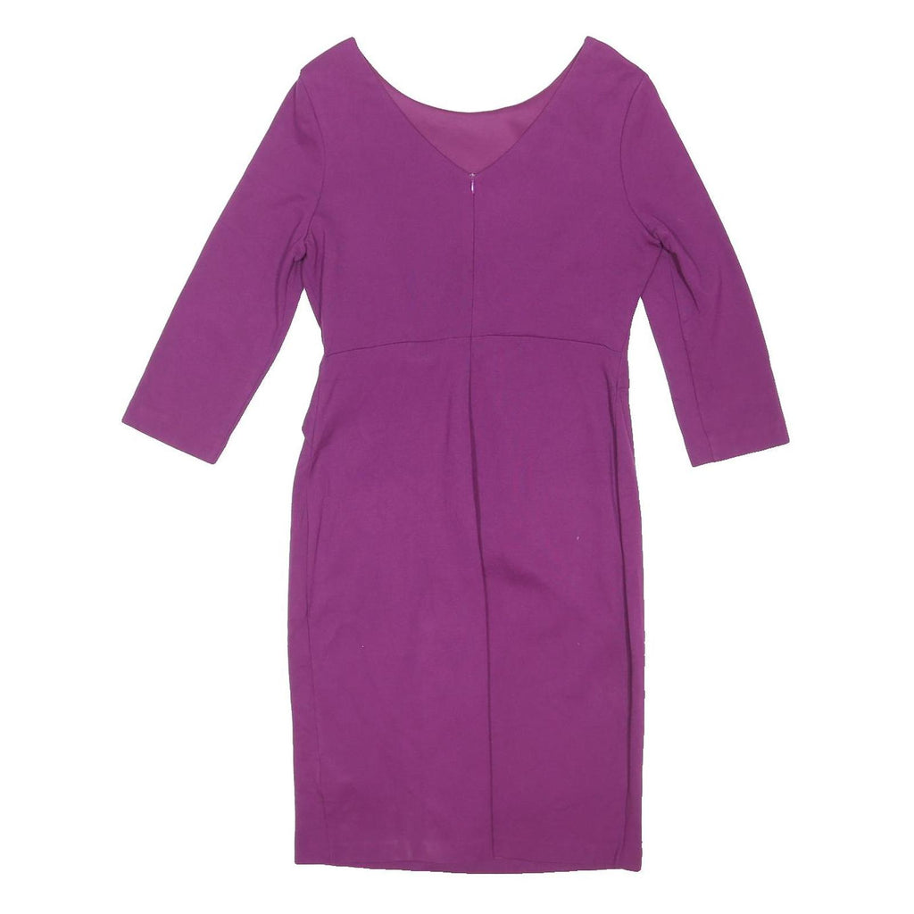 PHASE EIGHT Womens Purple Bodycon Viscose Blend Plain 3/4 Sleeve Knee Length