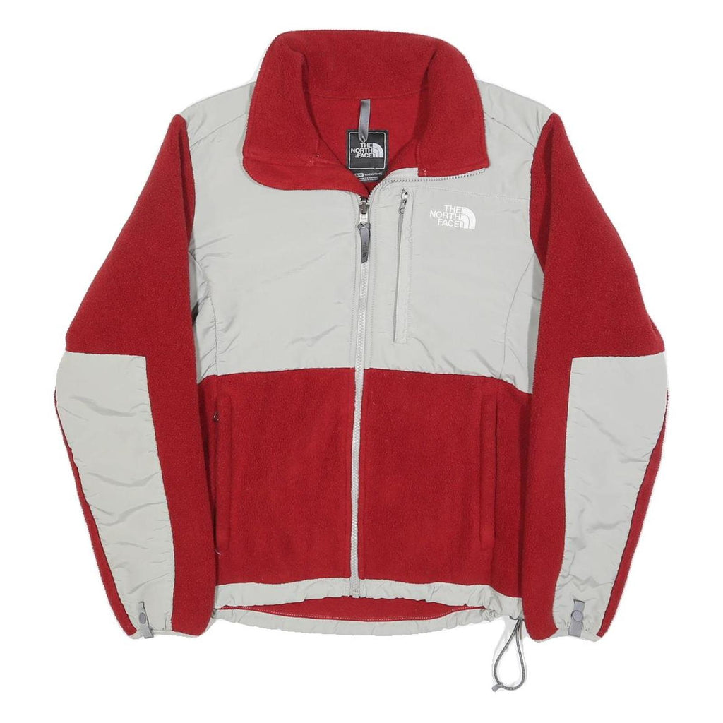 THE NORTH FACE Womens Red & Grey Zip Fleece Jacket M Polyester Outdoor Casual