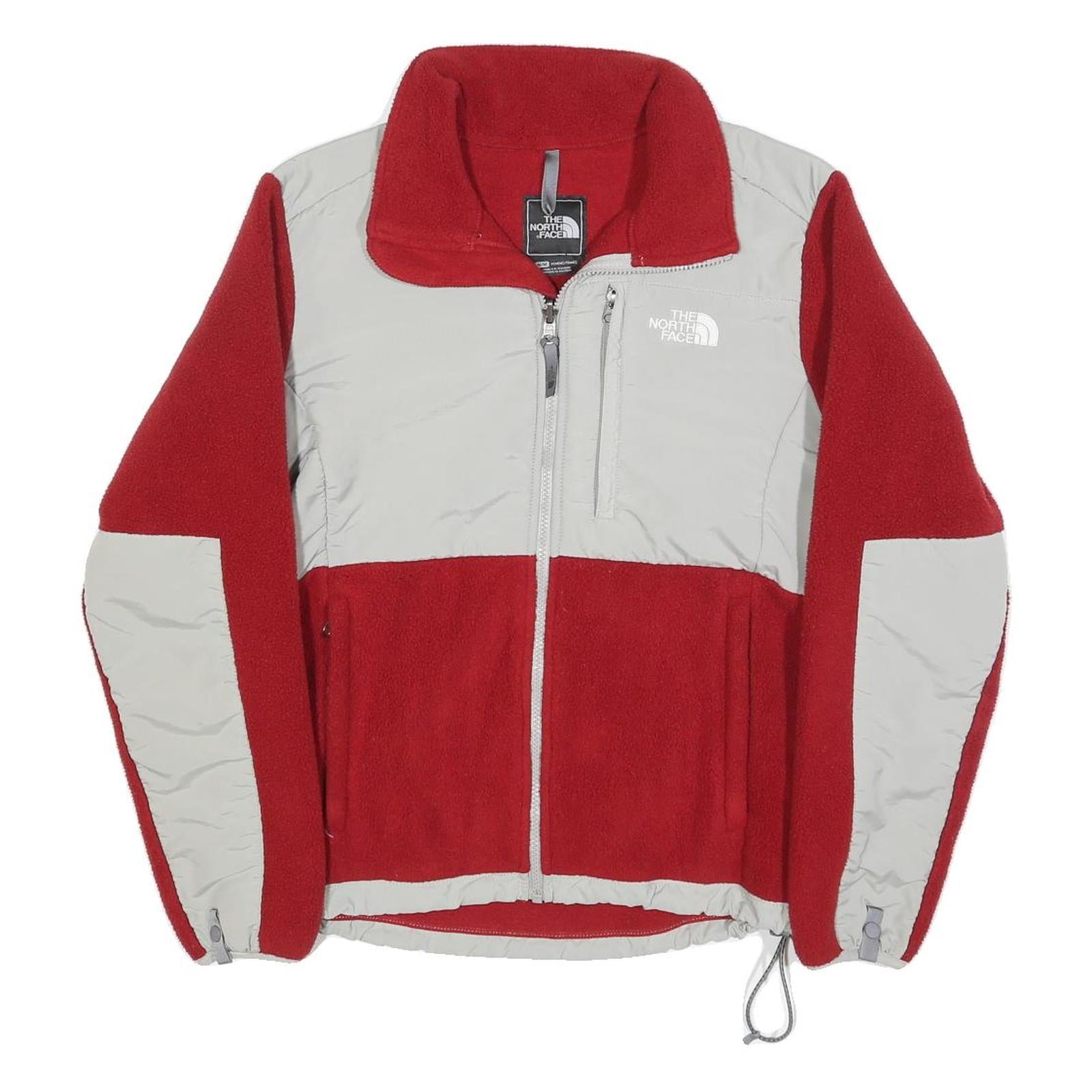 THE NORTH FACE Womens Red & Grey Zip Fleece Jacket M Polyester Outdoor Casual