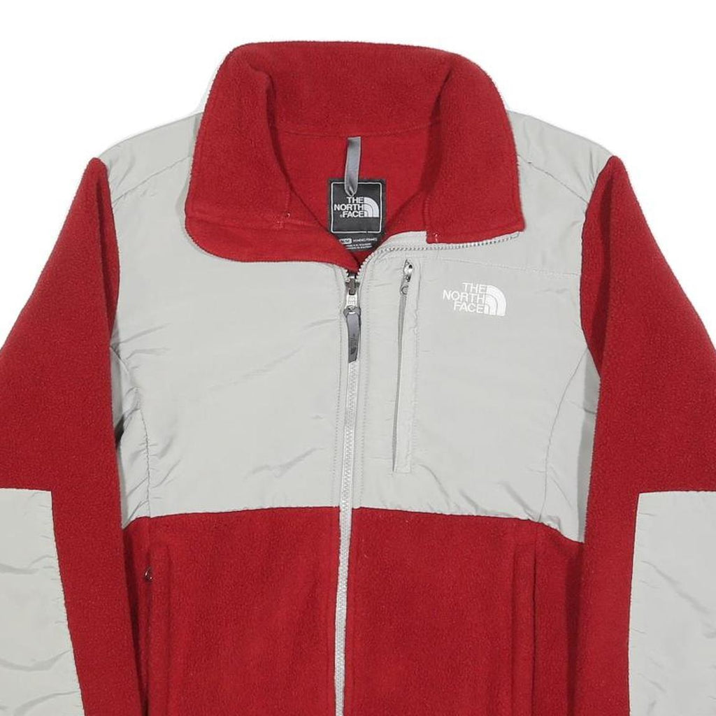 THE NORTH FACE Womens Red & Grey Zip Fleece Jacket M Polyester Outdoor Casual