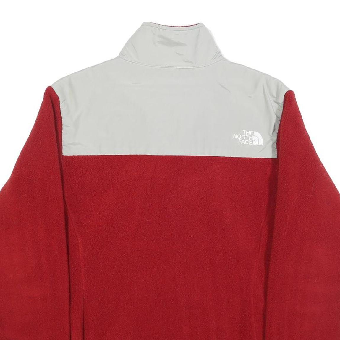 THE NORTH FACE Womens Red & Grey Zip Fleece Jacket M Polyester Outdoor Casual