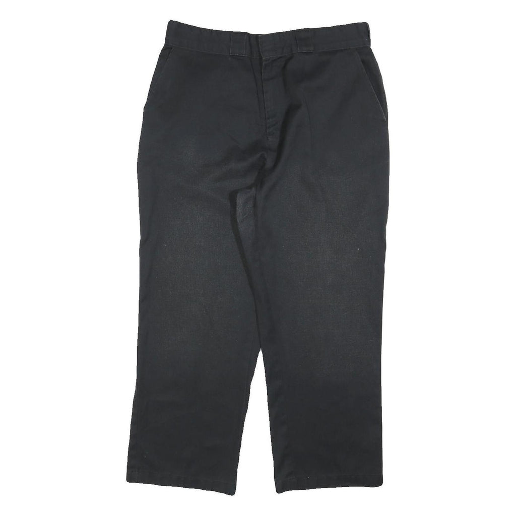 DICKIES Womens Cotton Blend Black Regular Trousers W34 L26 Zip Closure