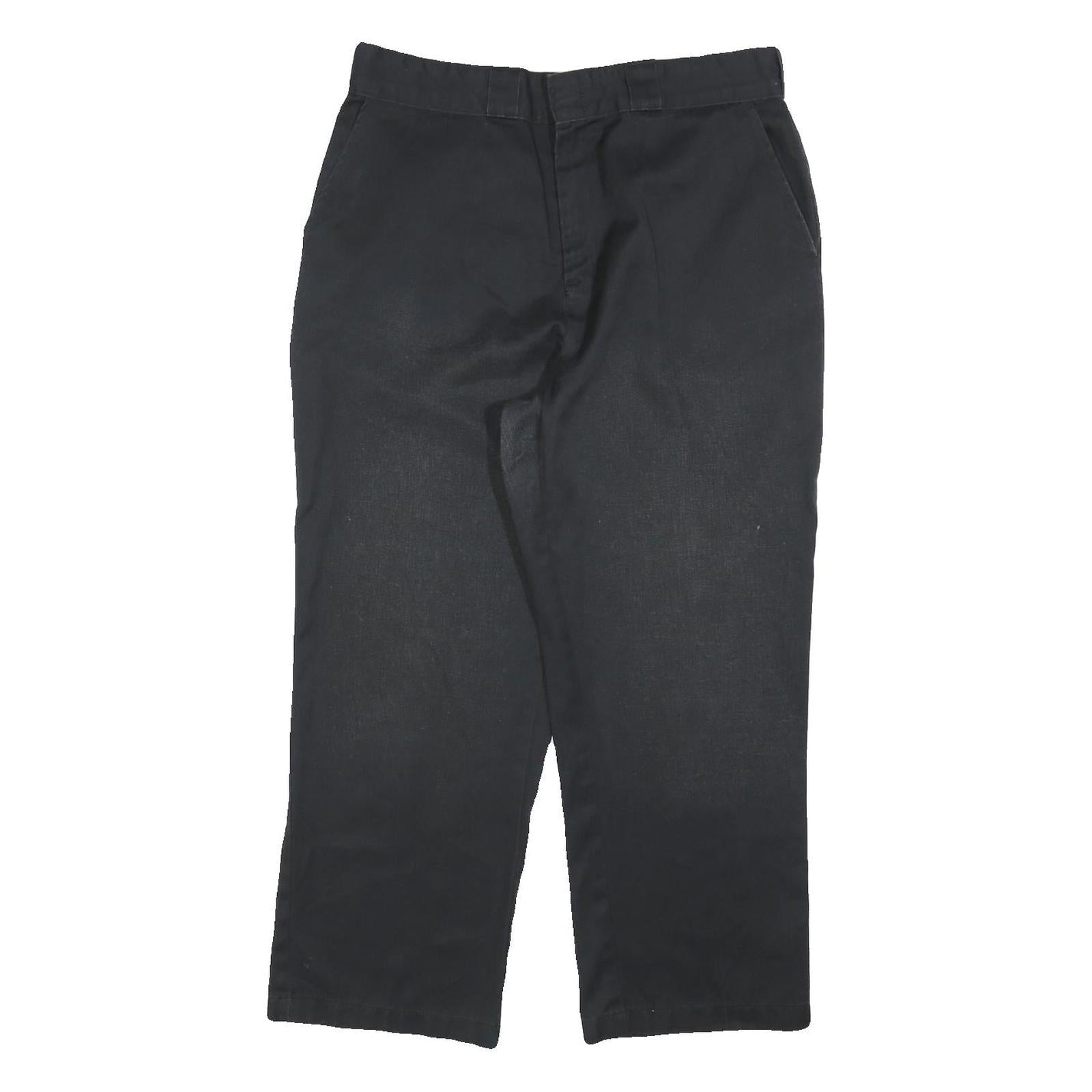 DICKIES Womens Cotton Blend Black Regular Trousers W34 L26 Zip Closure