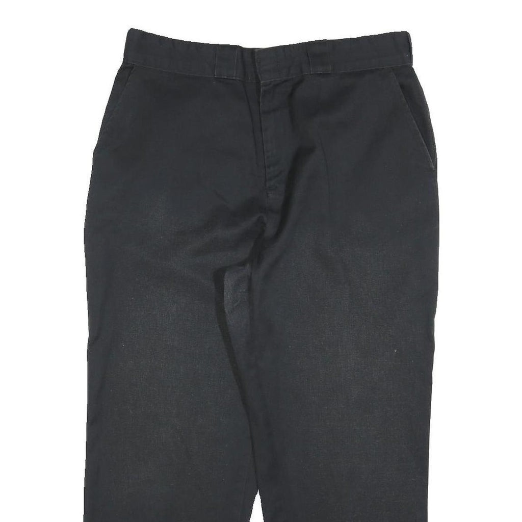 DICKIES Womens Cotton Blend Black Regular Trousers W34 L26 Zip Closure