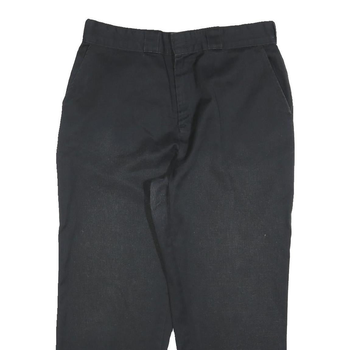 DICKIES Womens Cotton Blend Black Regular Trousers W34 L26 Zip Closure