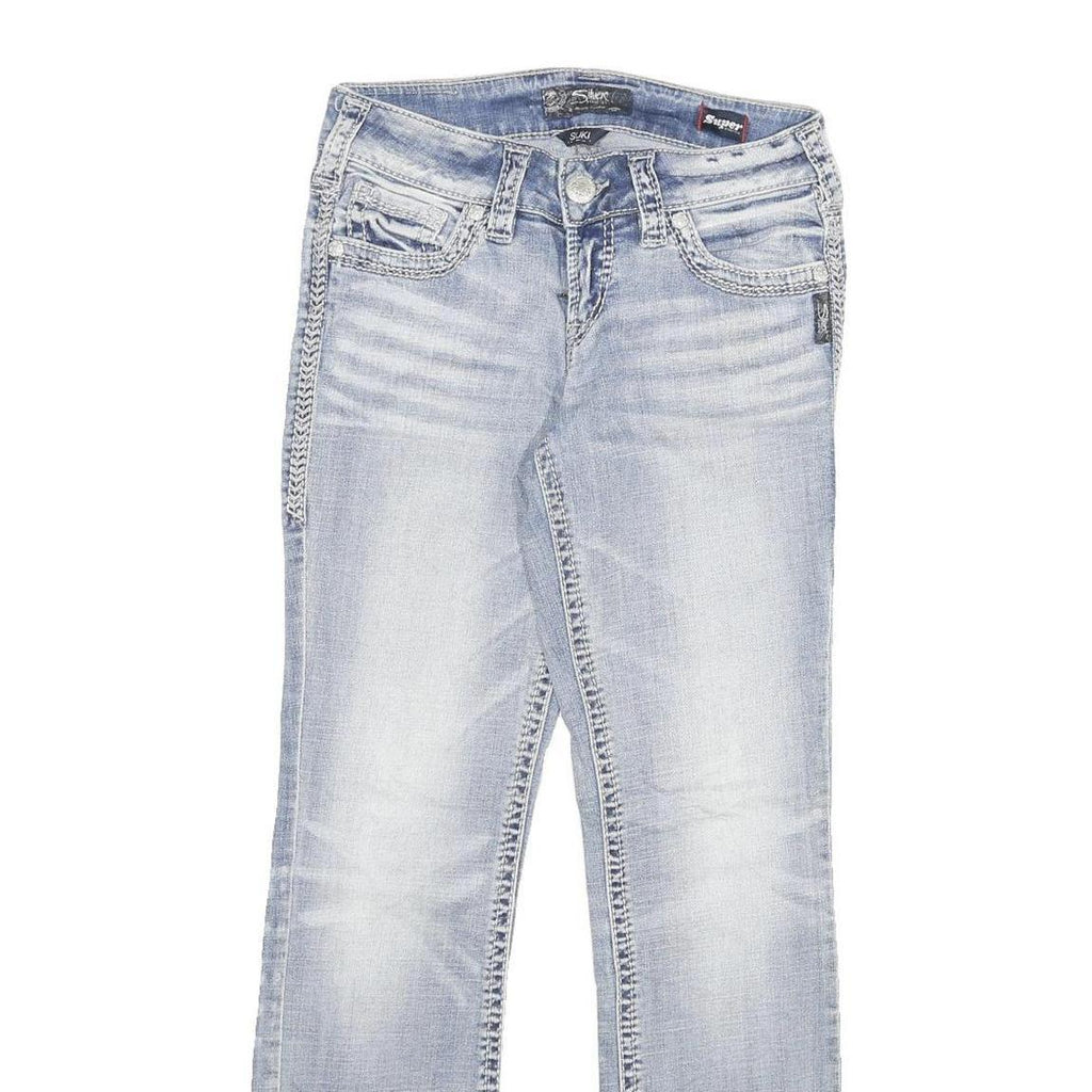 SILVER Womens Regular Fit Blue Denim Medium Wash W26 L29 Classic Jeans Zip