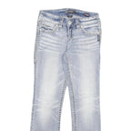 SILVER Womens Regular Fit Blue Denim Medium Wash W26 L29 Classic Jeans Zip