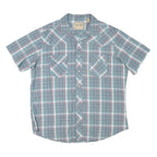 WRANGLER Mens Blue & White Check Short Sleeve Shirt XL Casual Western Style
