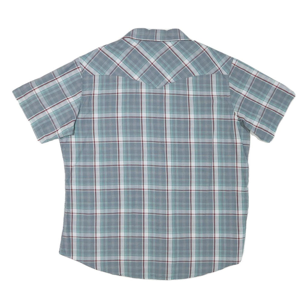 WRANGLER Mens Blue & White Check Short Sleeve Shirt XL Casual Western Style