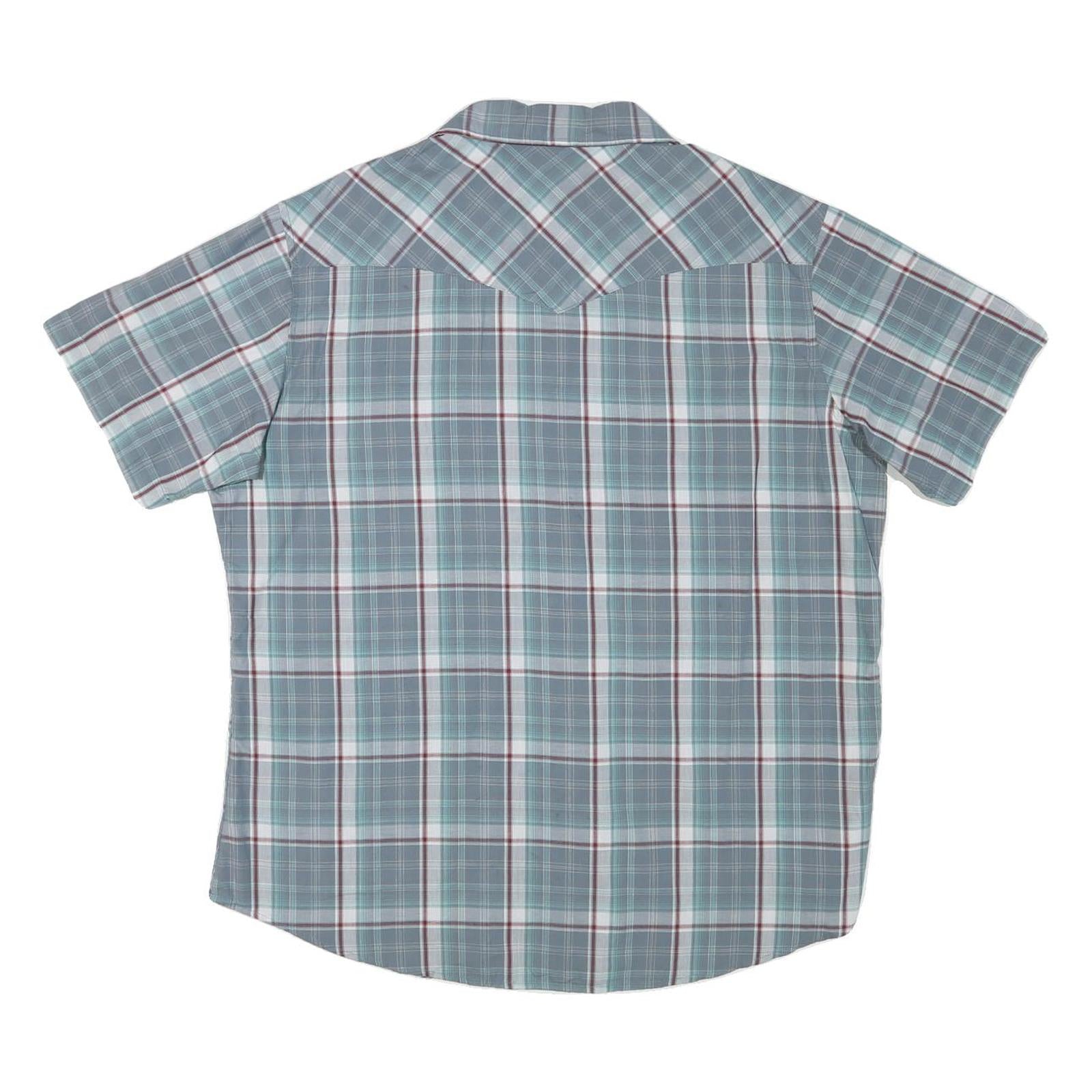 WRANGLER Mens Blue & White Check Short Sleeve Shirt XL Casual Western Style