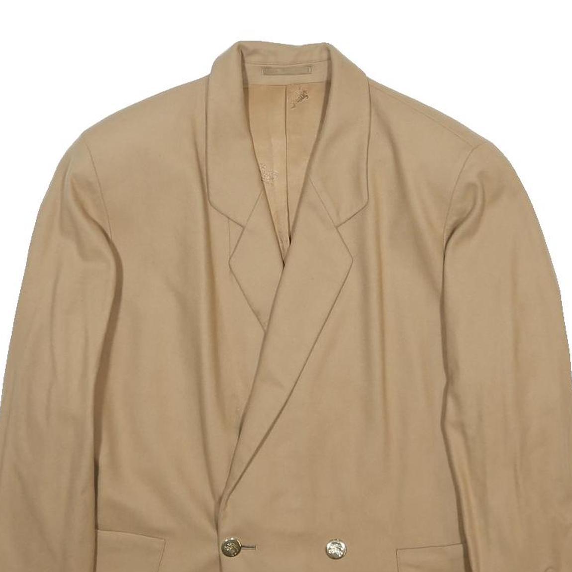 BURBERRY Mens Beige Wool Classic Button Jacket M Plain Single Breasted Elegant