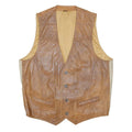 Mens Brown Leather Button Jacket M Leather Waistcoat Stylish Smart Casual