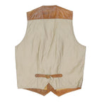 Mens Brown Leather Button Jacket M Leather Waistcoat Stylish Smart Casual