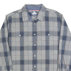 TOMMY HILFIGER Mens Blue & Grey Check Shirt XL Classic Fit Button Down Casual