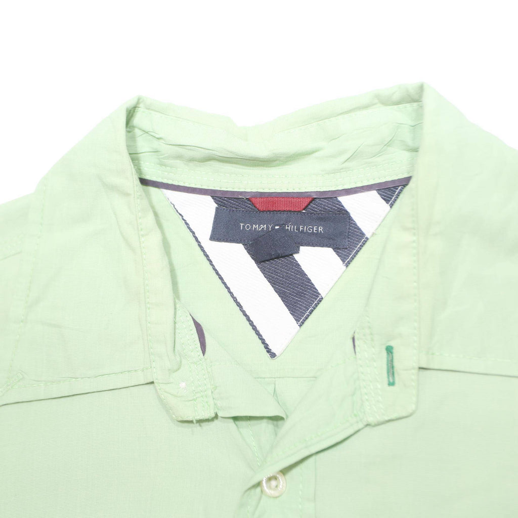 TOMMY HILFIGER Mens Green Casual Shirt L Cotton Long Sleeve Button