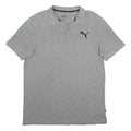 PUMA Mens Grey Cotton Blend Short Sleeve Plain L Polo Shirt Logo Embroidered