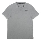 PUMA Mens Grey Cotton Blend Short Sleeve Plain L Polo Shirt Logo Embroidered
