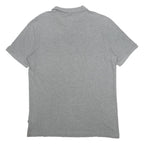 PUMA Mens Grey Cotton Blend Short Sleeve Plain L Polo Shirt Logo Embroidered