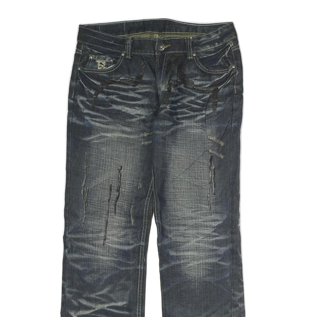 Mens Regular Fit Blue Denim Jeans W34 L33 Cotton Zip Classic Pockets