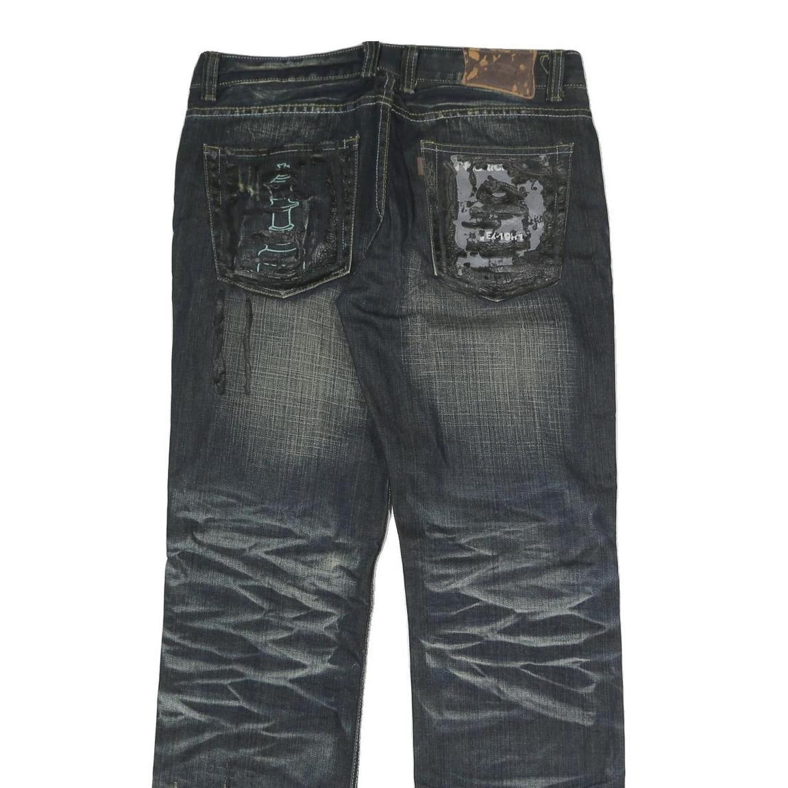 Mens Regular Fit Blue Denim Jeans W34 L33 Cotton Zip Classic Pockets