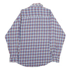 HANCO Mens Blue & Red Check Shirt L Cotton Long Sleeve Casual Button Up