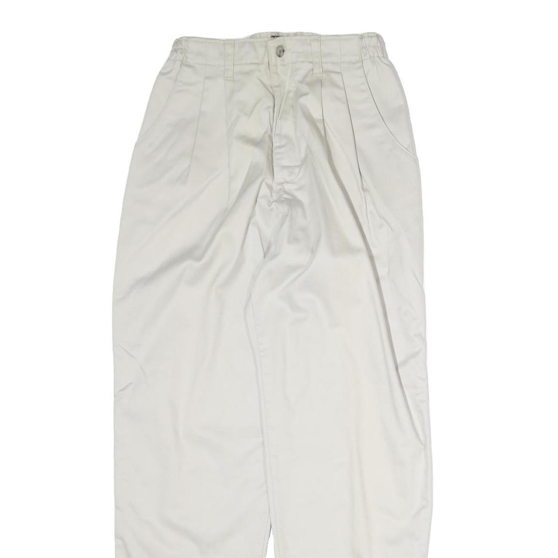 LEE Womens White Regular Fit Straight Leg Trousers Cotton W25 L29 Casual Zip