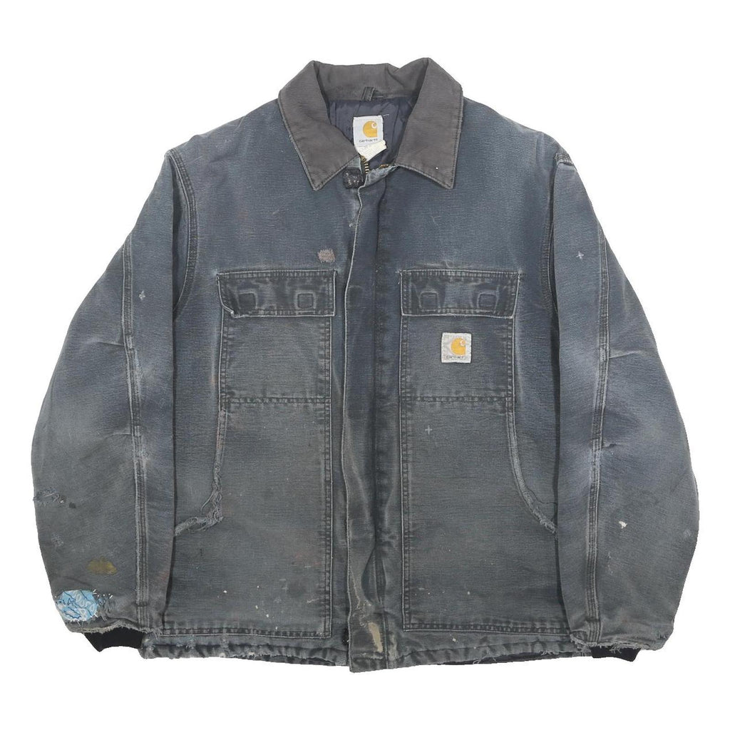 CARHARTT Mens Black & Grey Workwear Jacket XL Cotton Classic Fit Zip Closure