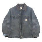 CARHARTT Mens Black & Grey Workwear Jacket XL Cotton Classic Fit Zip Closure
