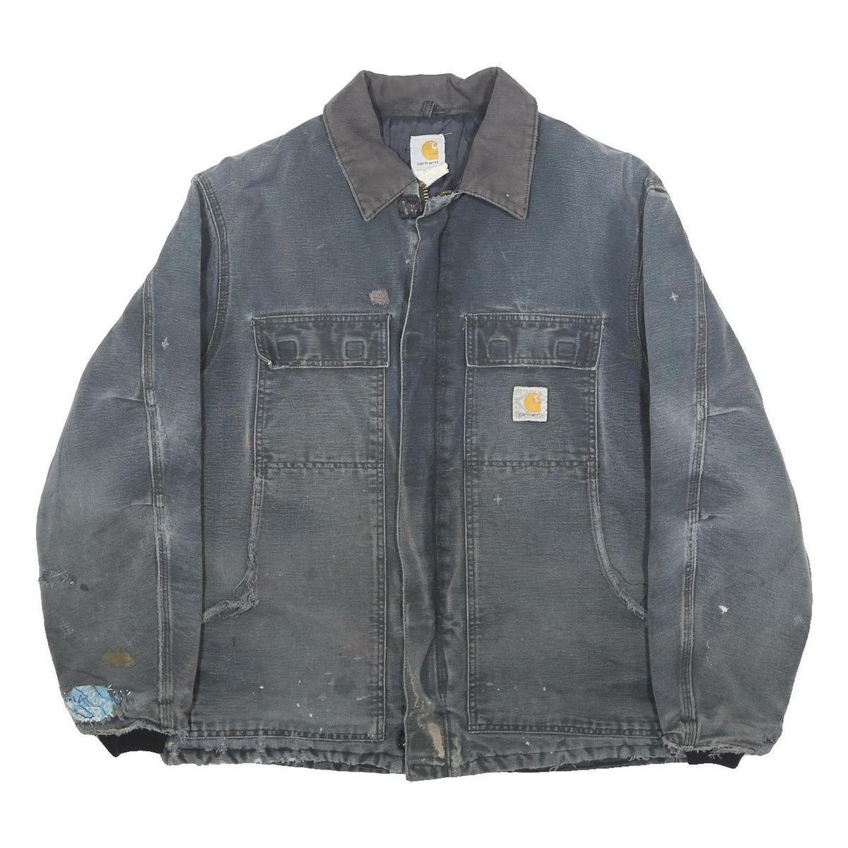 CARHARTT Mens Black & Grey Workwear Jacket XL Cotton Classic Fit Zip Closure