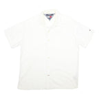 TOMMY JEANS Mens White Shirt M Cotton Casual Short Sleeve Pocket Logo