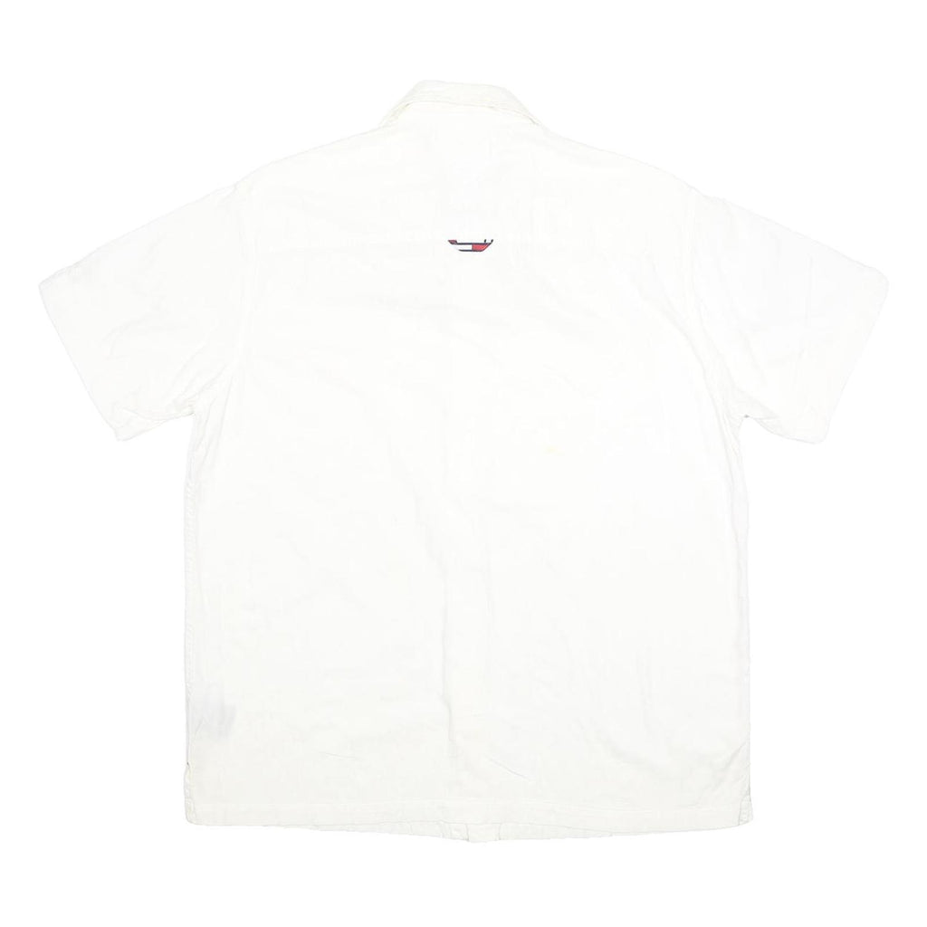 TOMMY JEANS Mens White Shirt M Cotton Casual Short Sleeve Pocket Logo